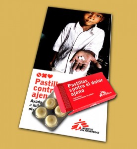La campaña "Pastillas contra el dolor ajeno" sensibilizó a la población para erradicar el dolor del tercer mundo. (FOTO: MSF)